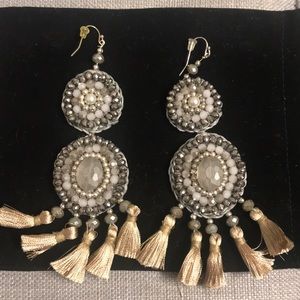 woven beaded Chandelier Earrings